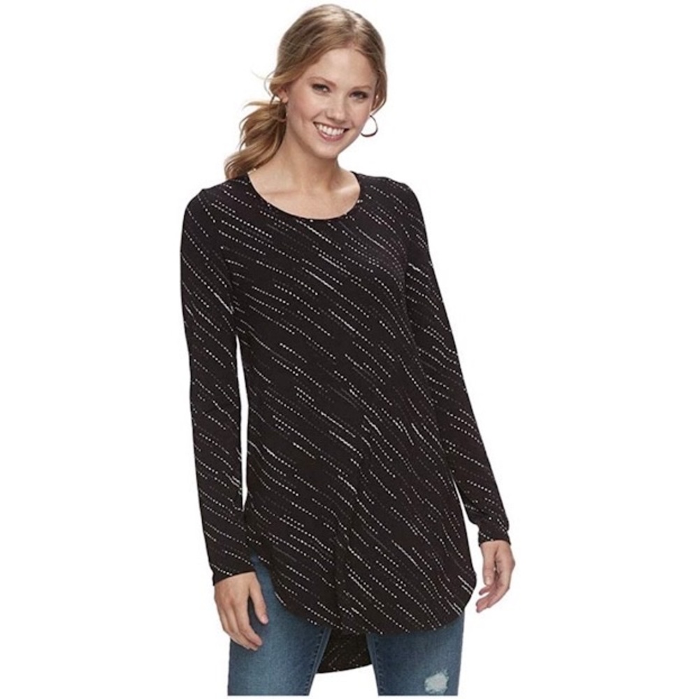 Apt 9 Black Long Sleeve High Low Tunic XS